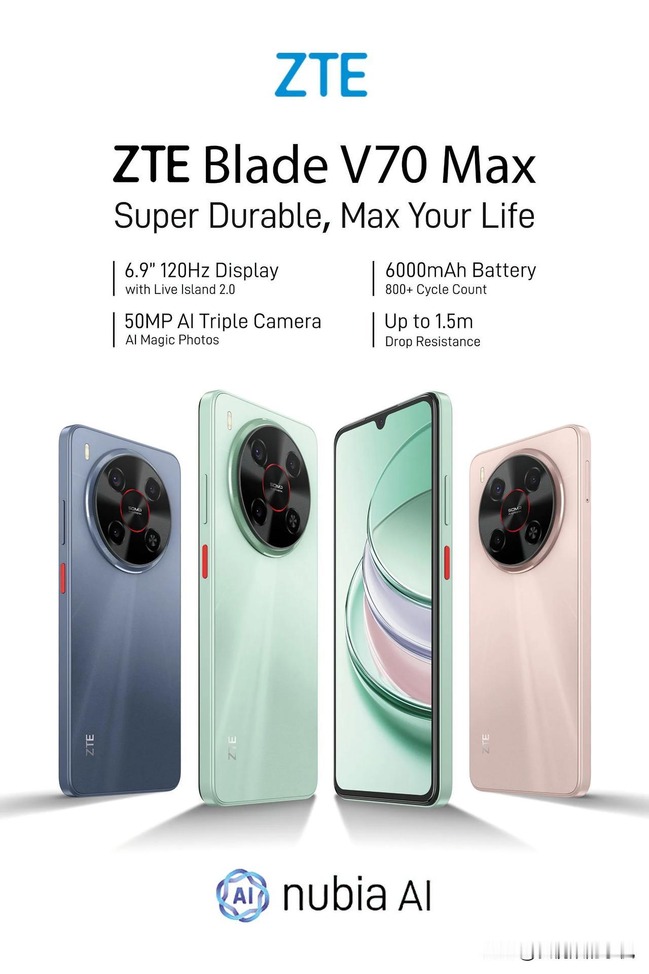 v70 max新机将在海外发布。该机搭载6.9寸720p的120hz的lcd水滴