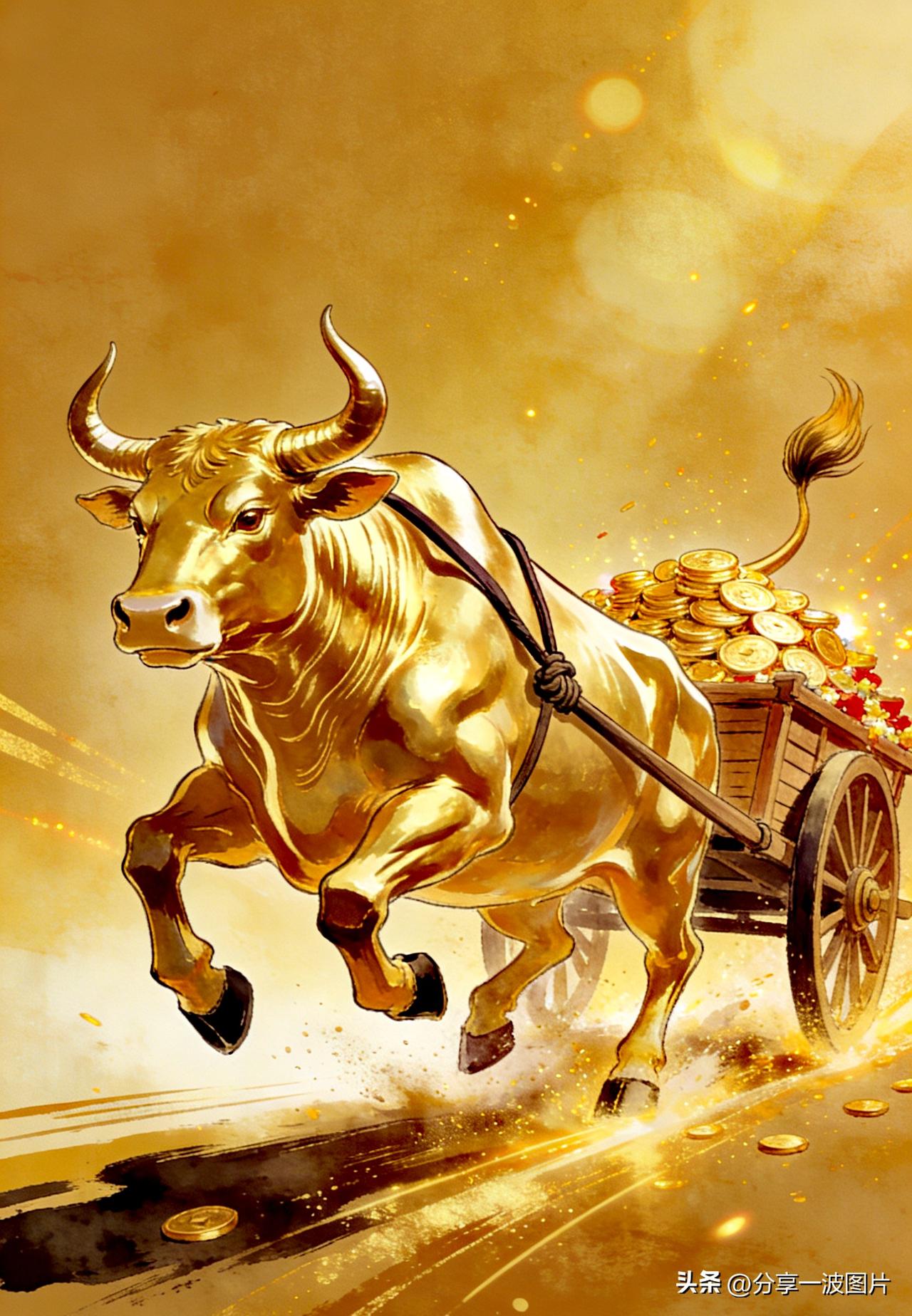 牛气冲天，财源滚滚来。