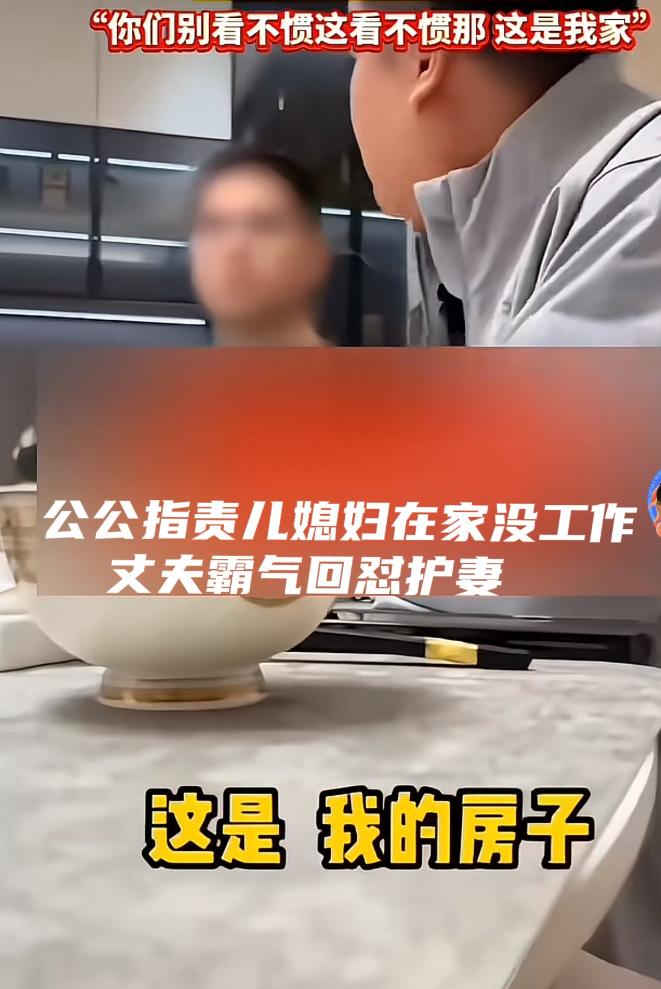公公指责儿媳在家没工作，丈夫直接霸气护妻回怼!丈夫:"这是我家，我老婆轮不到你们