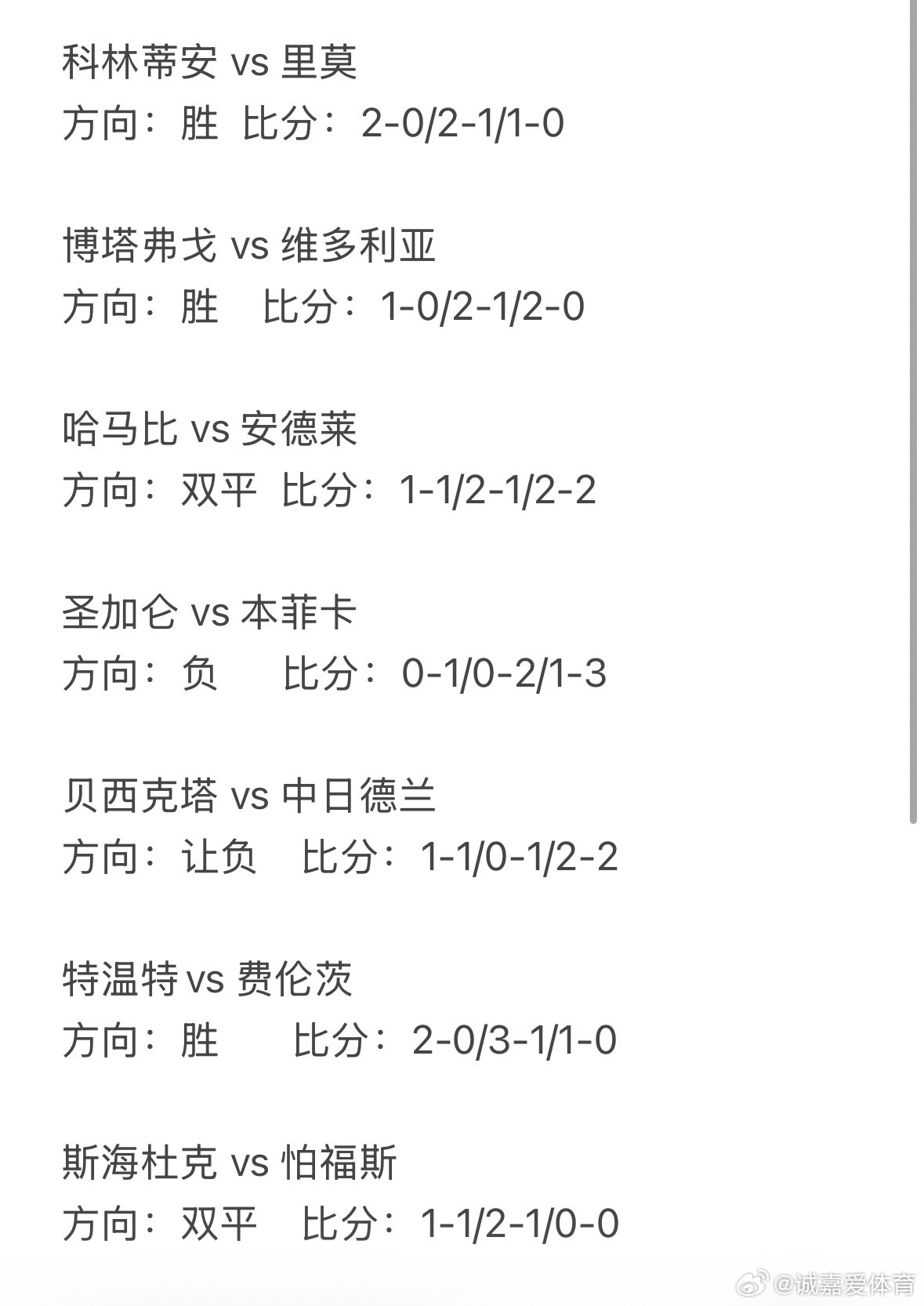 7月23日 诚嘉晚场扫盘如下诚嘉足球小分队科林蒂安 vs 里莫方向：胜  比分：