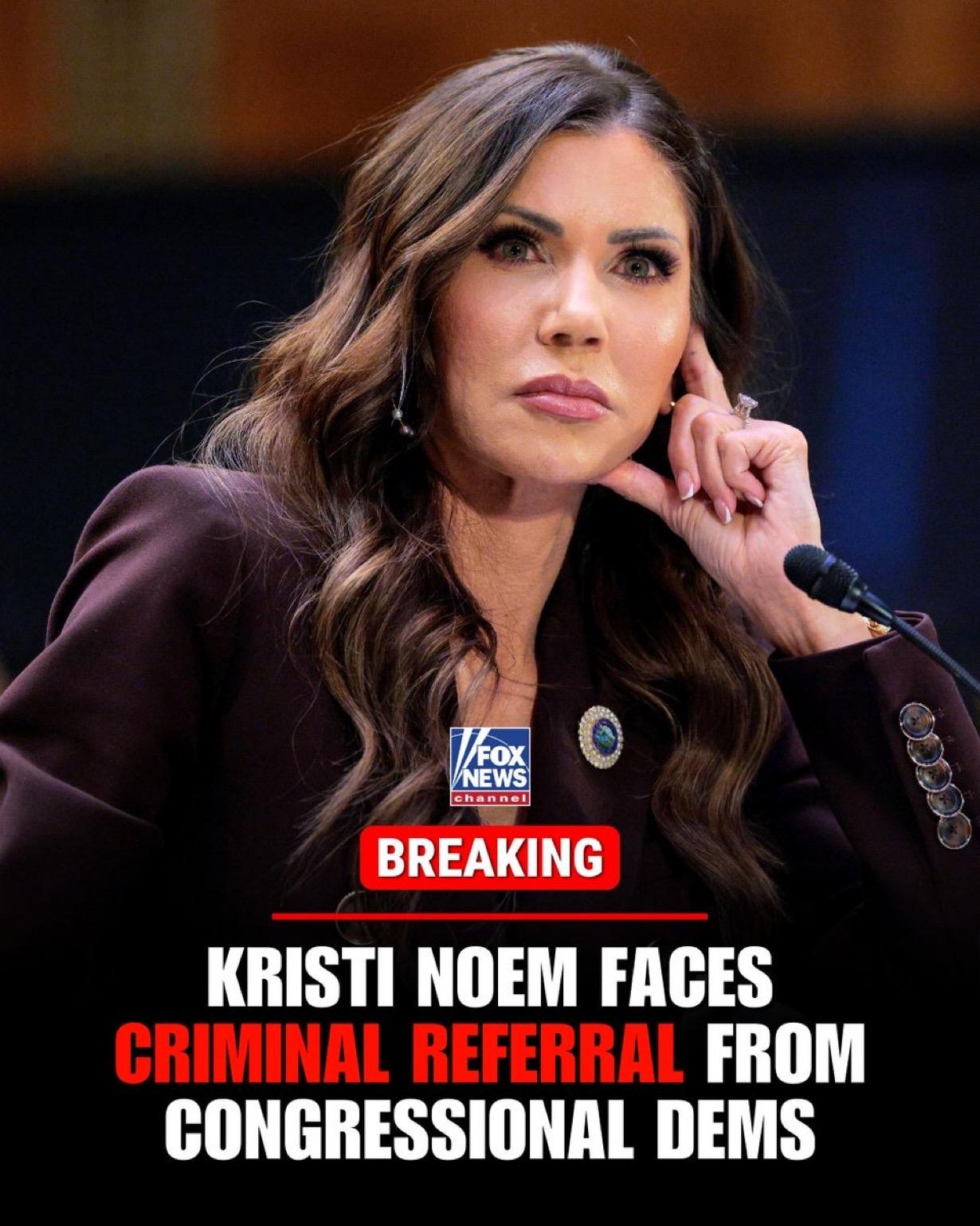 美国国会民主党高层敦促司法部对前国土安全部部长克里斯蒂·诺姆提起刑事诉讼，指控她