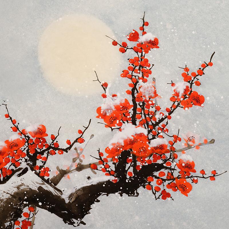 上联：风伴绿竹竹伴风
下联：雪落红梅梅落雪