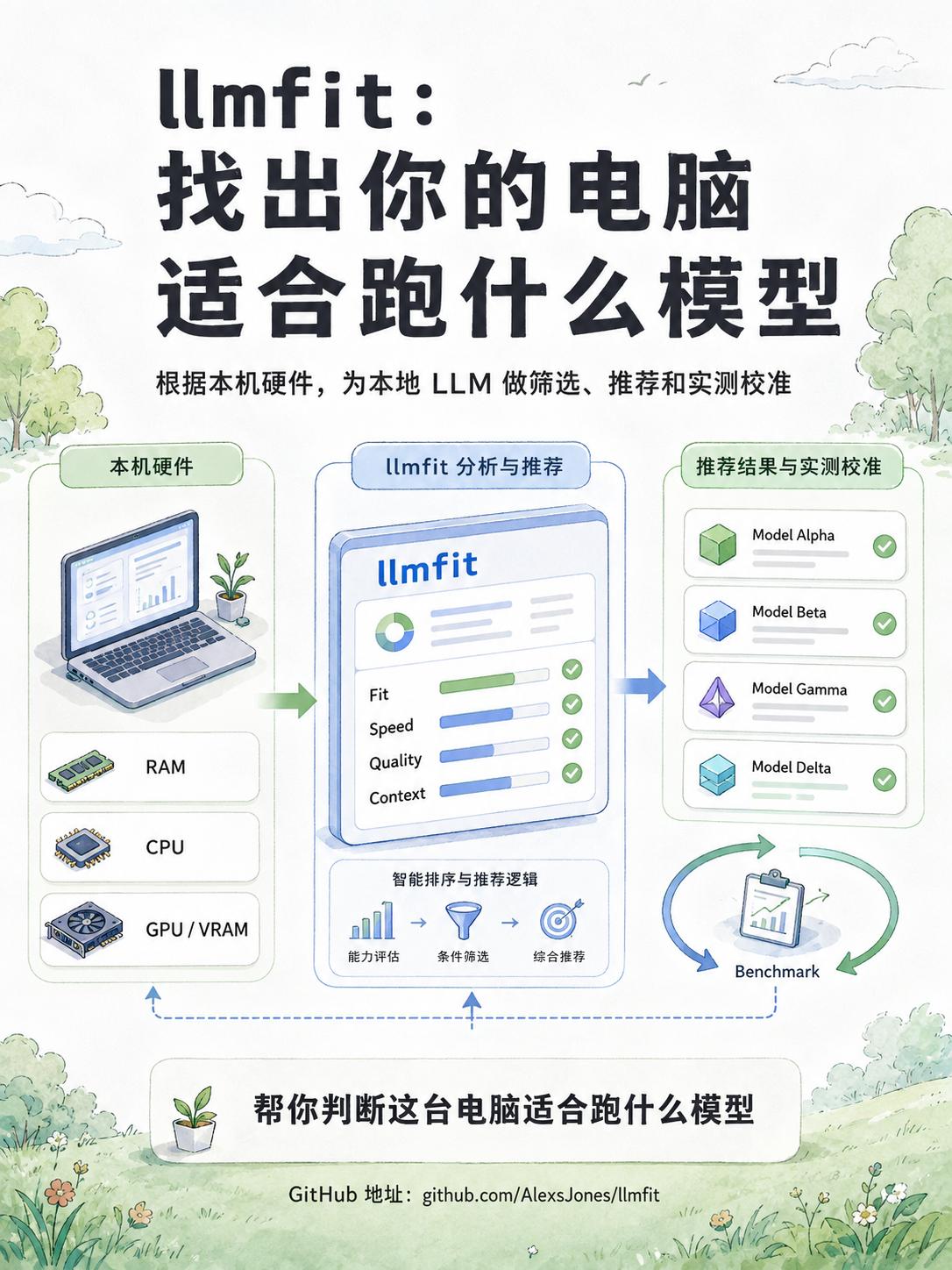 llmfit：看看你的电脑能跑什么模型

想在本地跑大模型，往往卡在一些现实问题