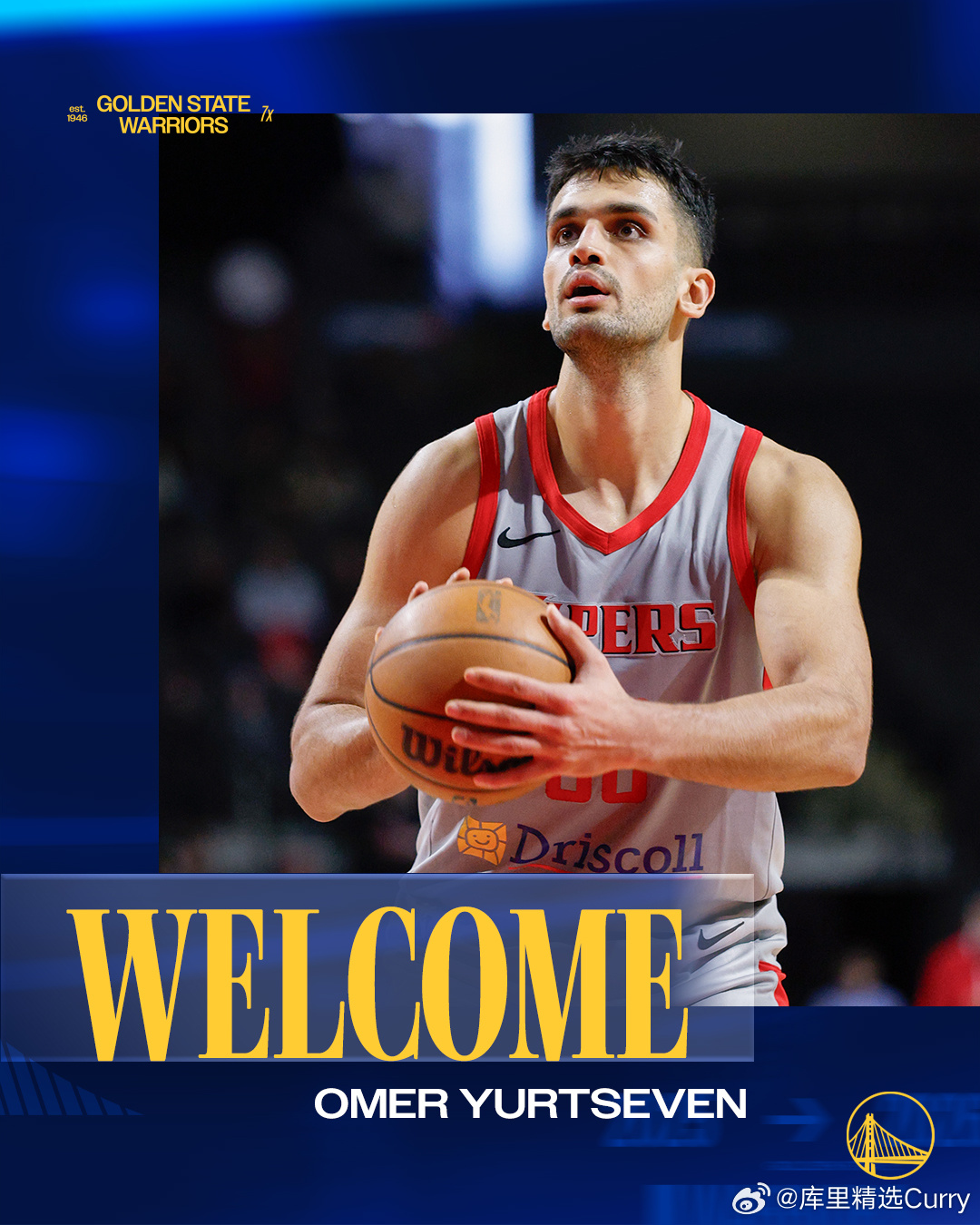 勇士官宣：10天合同签下尤特赛文，将穿77号球衣。 