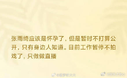 工作人员曝张雨绮又怀了最近，娱乐圈又炸开了锅，有工作人员爆料张雨绮又怀孕啦！这消