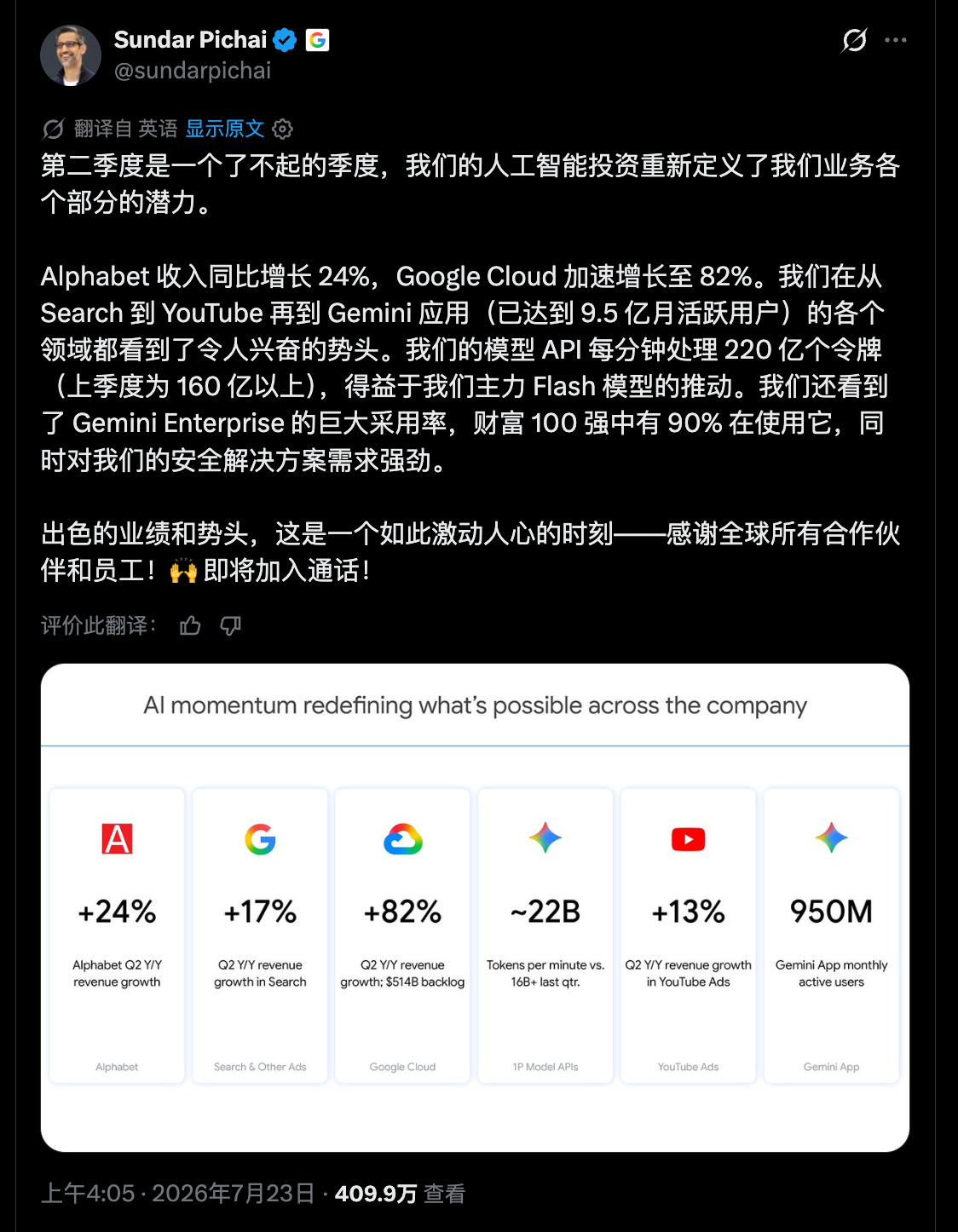 谷歌吹牛逼说他的搜索业务也维持了增长，然后广告主跳出来喷，说 Google 在降