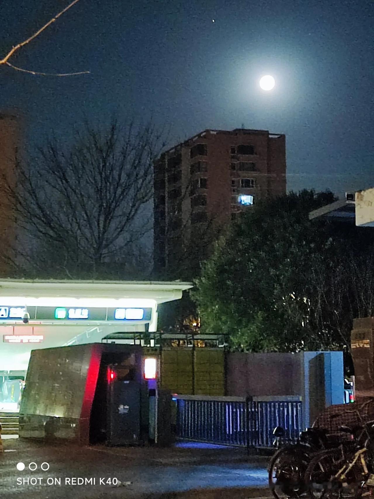 年前腊月十五，早晨六点半，太阳还在睡着，月亮迟迟不肯离去，深情的等待着！清冷，凄