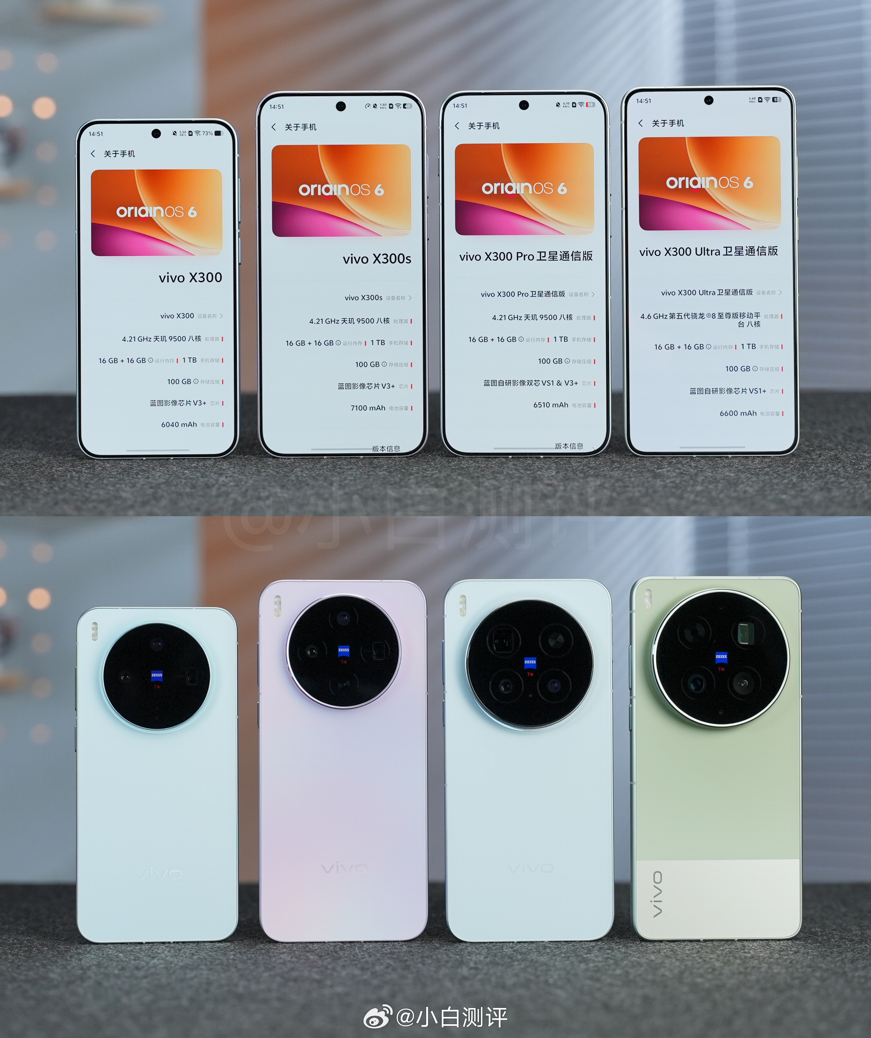 vivo X300系列全家福X300：6.31" 天玑9500X300s：6.7