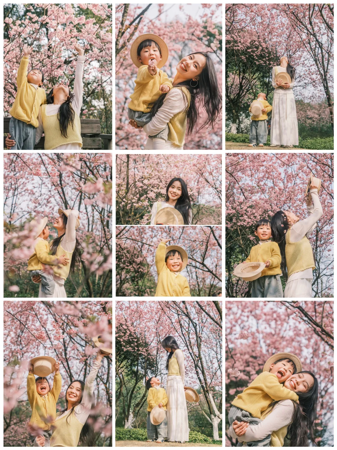 存一下春天的亲子拍照姿势吧！樱花拍照