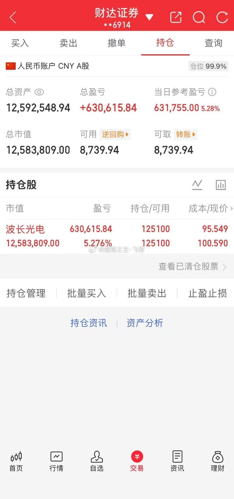 每日实盘实时更新，开盘思路、盘中操作、收盘总结，全程公开透明。今日操作：123天