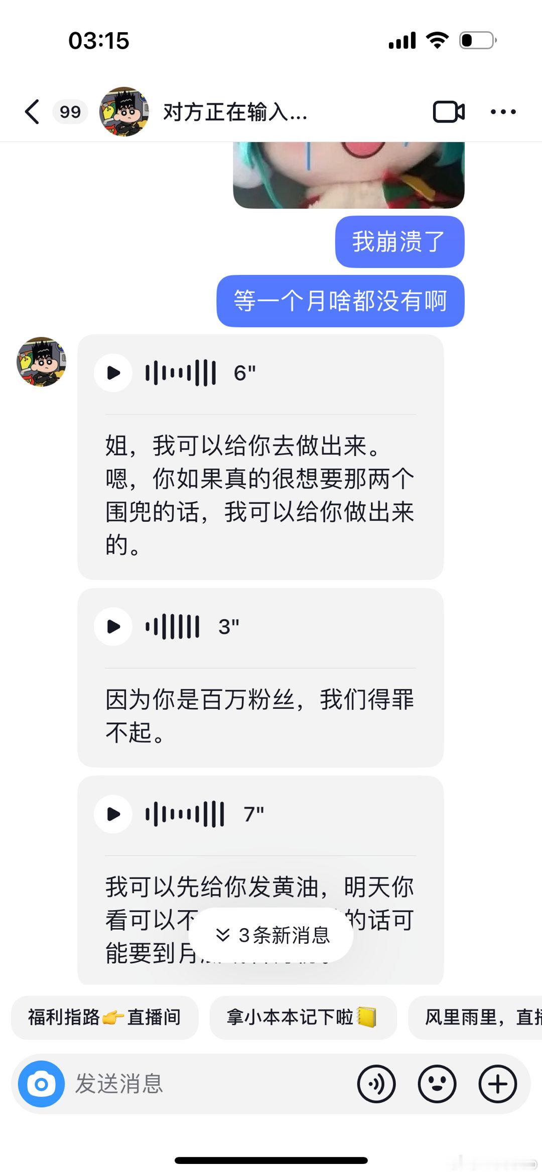 买了几个很喜欢的发夹 但是店家的货一直不对 就绝版了 然后这个对话第一次感受到网