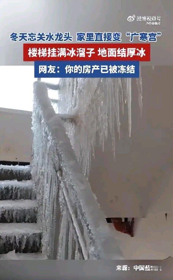 最近东北一户人家忘关水龙头，家里成了“广寒宫”的事儿火了。1月4日这户人家回家，