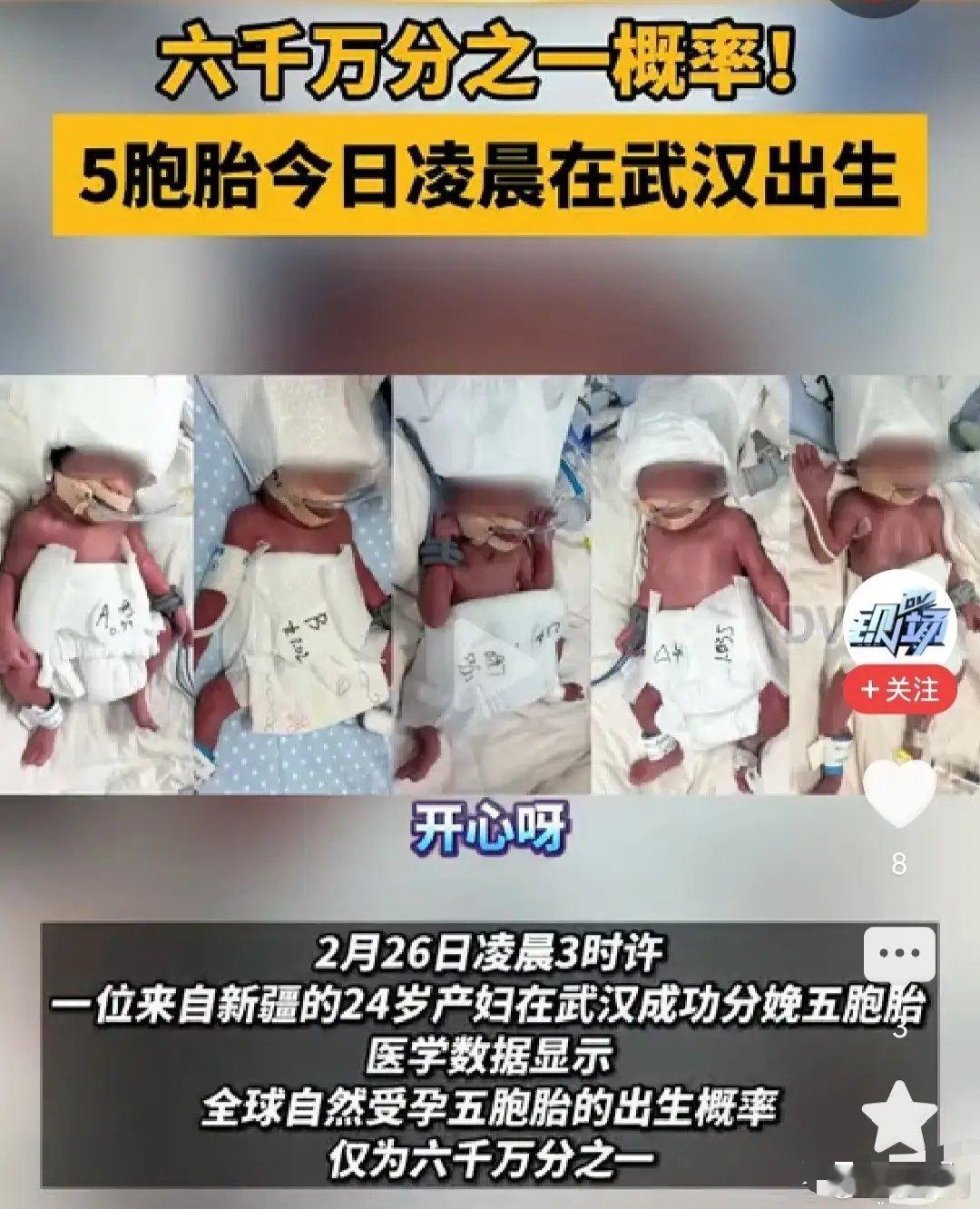 丈夫准备给诞下5胞胎老婆送黄金在生育率低迷的当下，这个女人为国家做贡献了，一男四