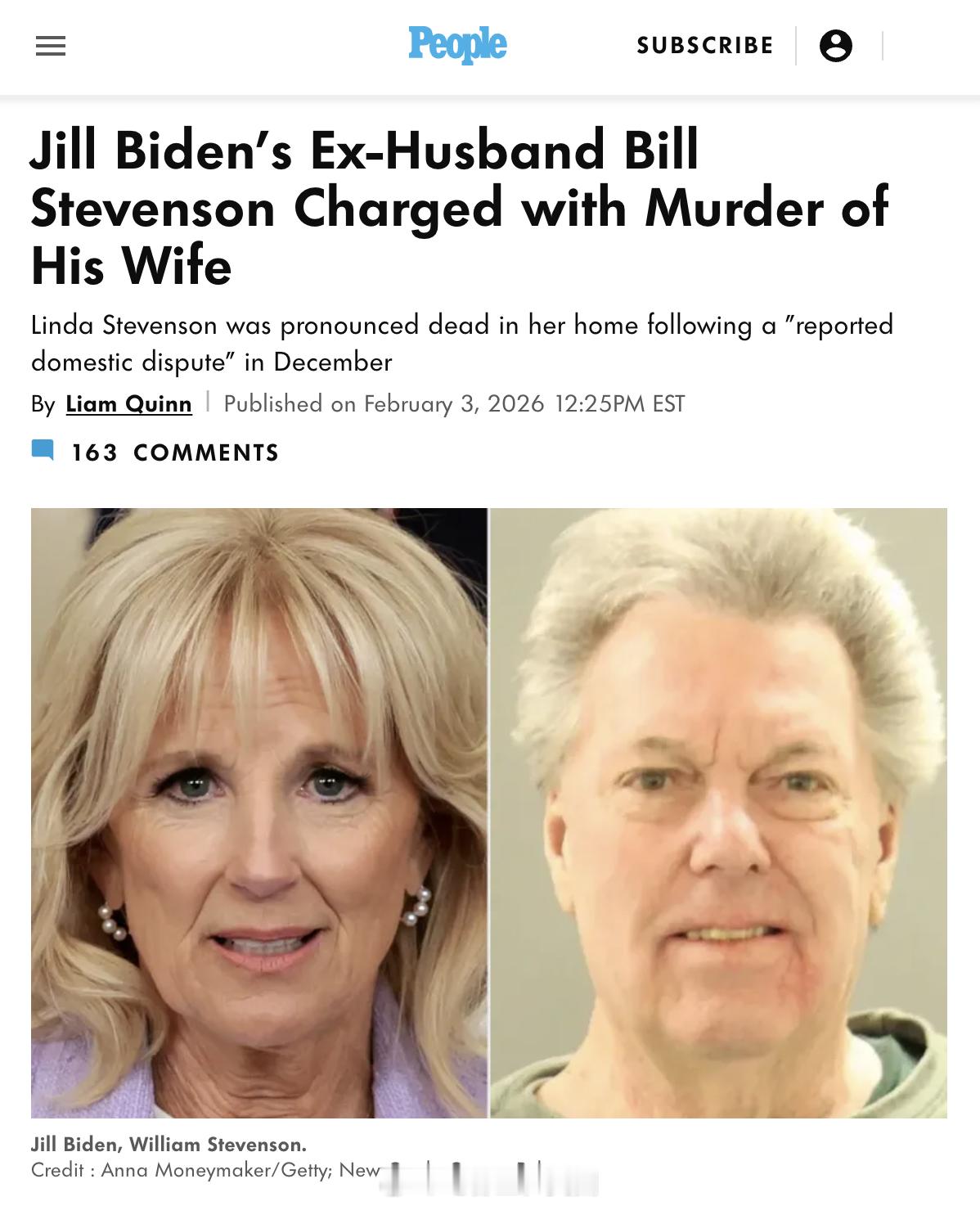 Jill Biden的前夫Bill Stevenson被控谋杀其妻子Linda。