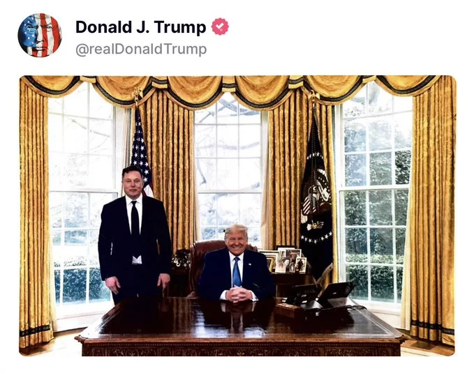 特朗普总统刚刚在他的 Truth Social 账户上分享了一张他第 ...