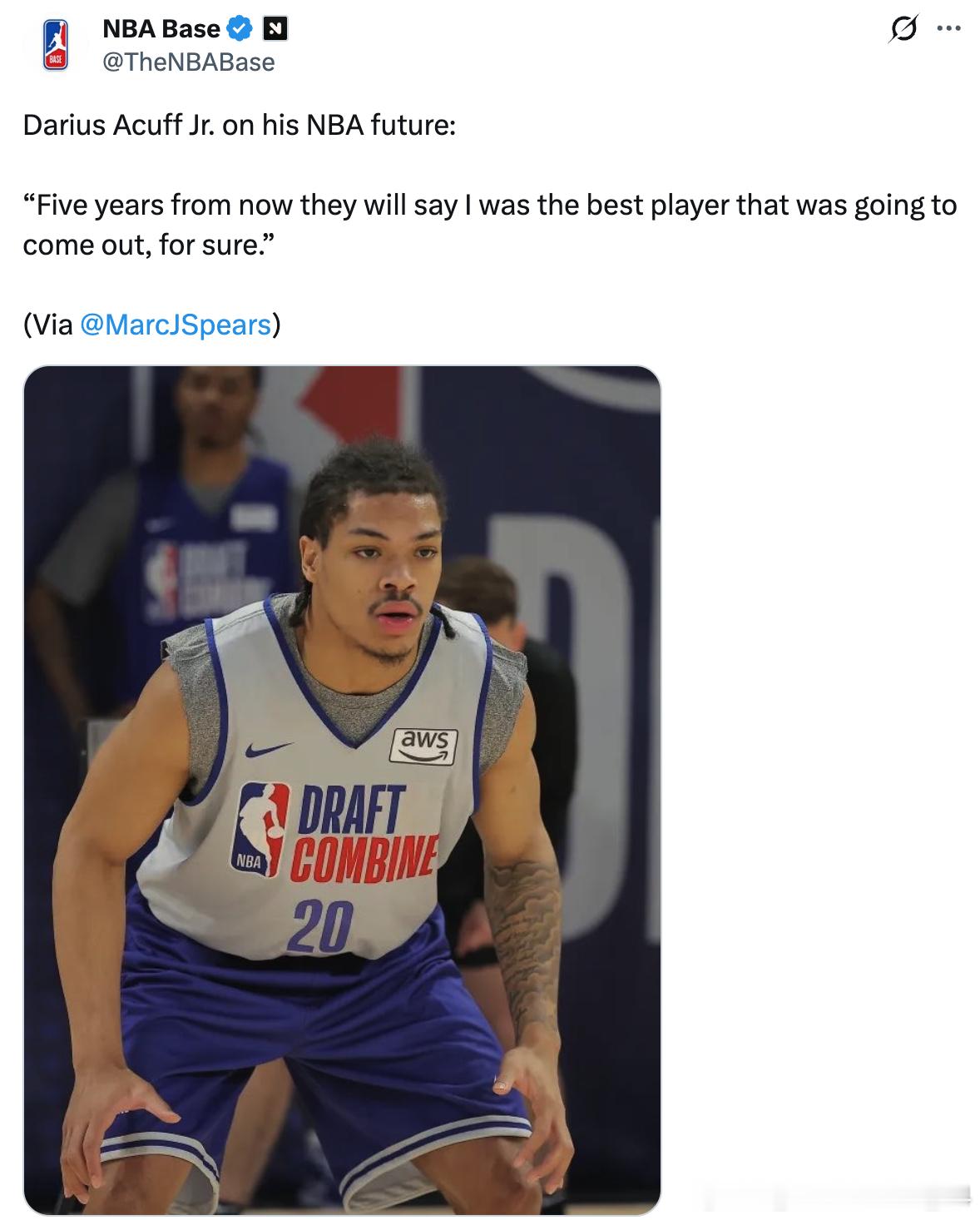 小达里厄斯·阿卡夫谈到自己在NBA的未来时表示：“五年后，人们一定会说，我是这届