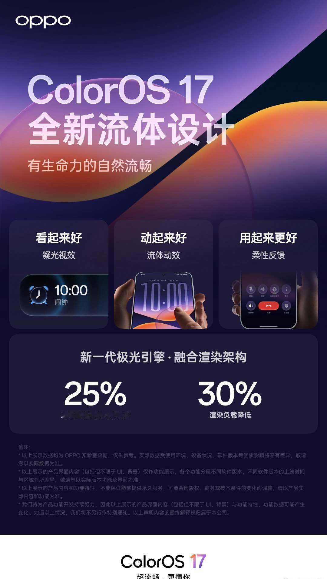 ColorOS 17 将流畅与设计有机融合，带来全新的设计理念——为流畅而生的全