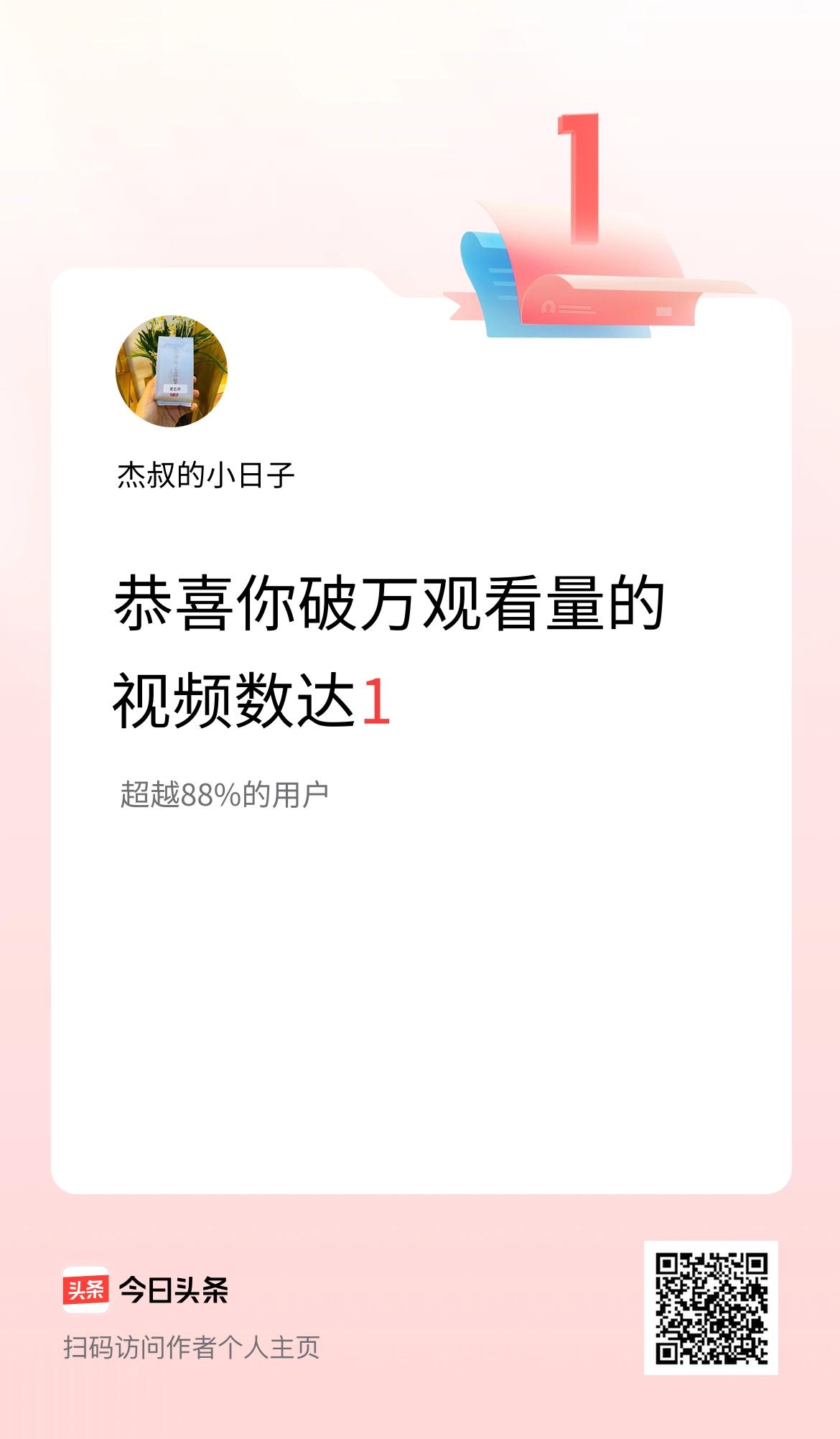 我在头条有1条视频播放量破万了！