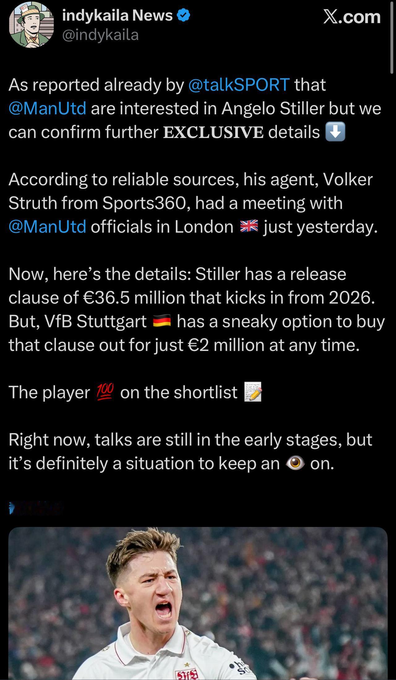 比较靠谱的斯蒂勒 消息 翻译如下：
🔴正如@talkSPORT已经报告的那样，