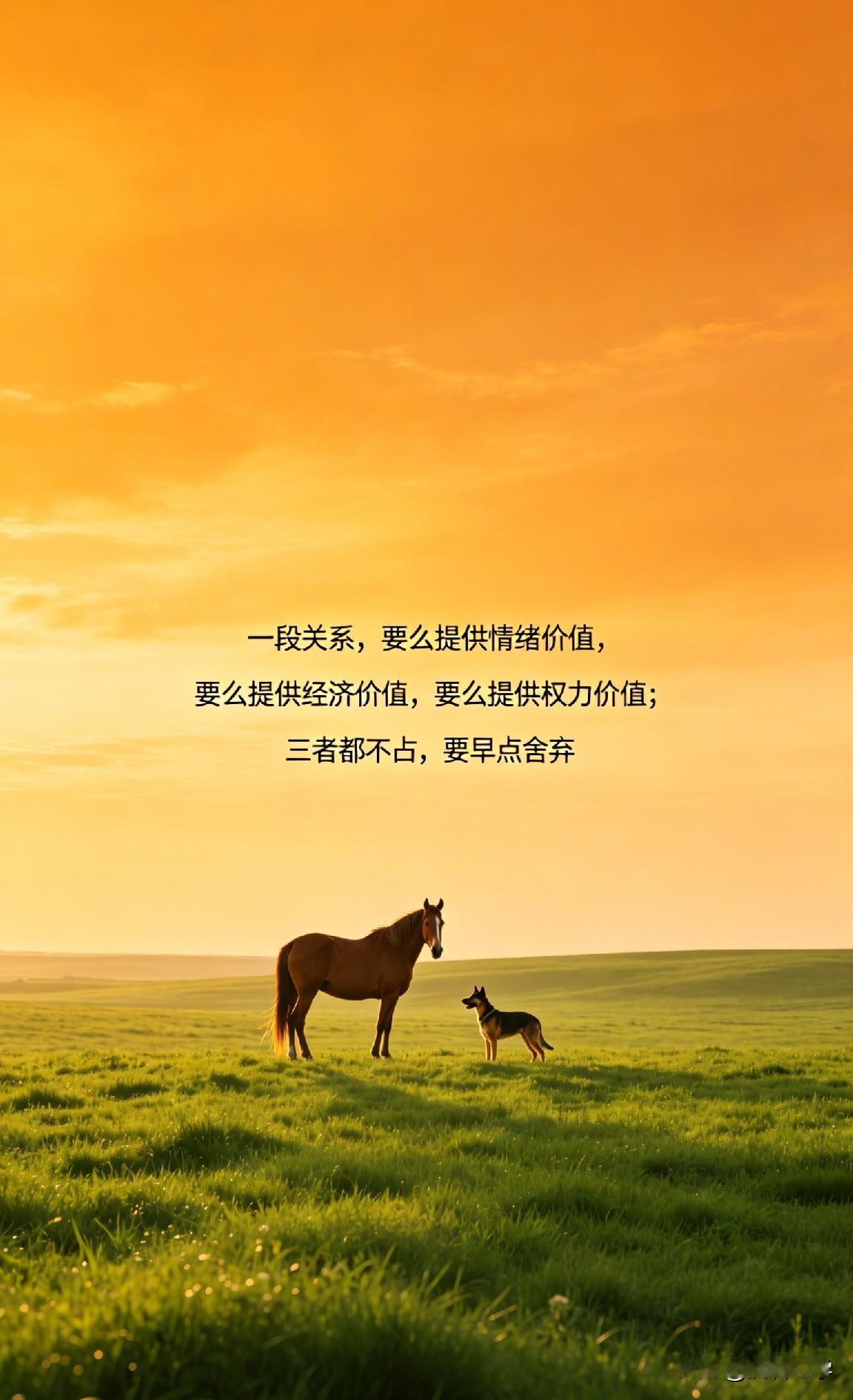 一段关系，要么提供情绪价值，要么提供经济价值，要么提供权力价值；三者都不占，要早
