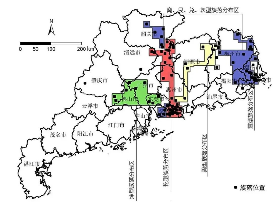 广东族落分布示意图