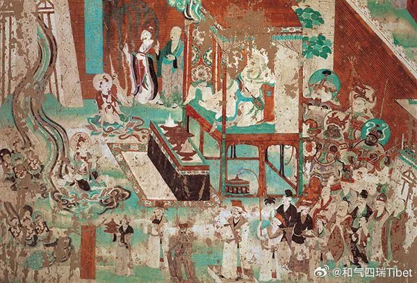 敦煌莫高窟第159窟壁画，即吐蕃赞普礼佛图，是所有敦煌壁画中场面最宏大的一幅。吐