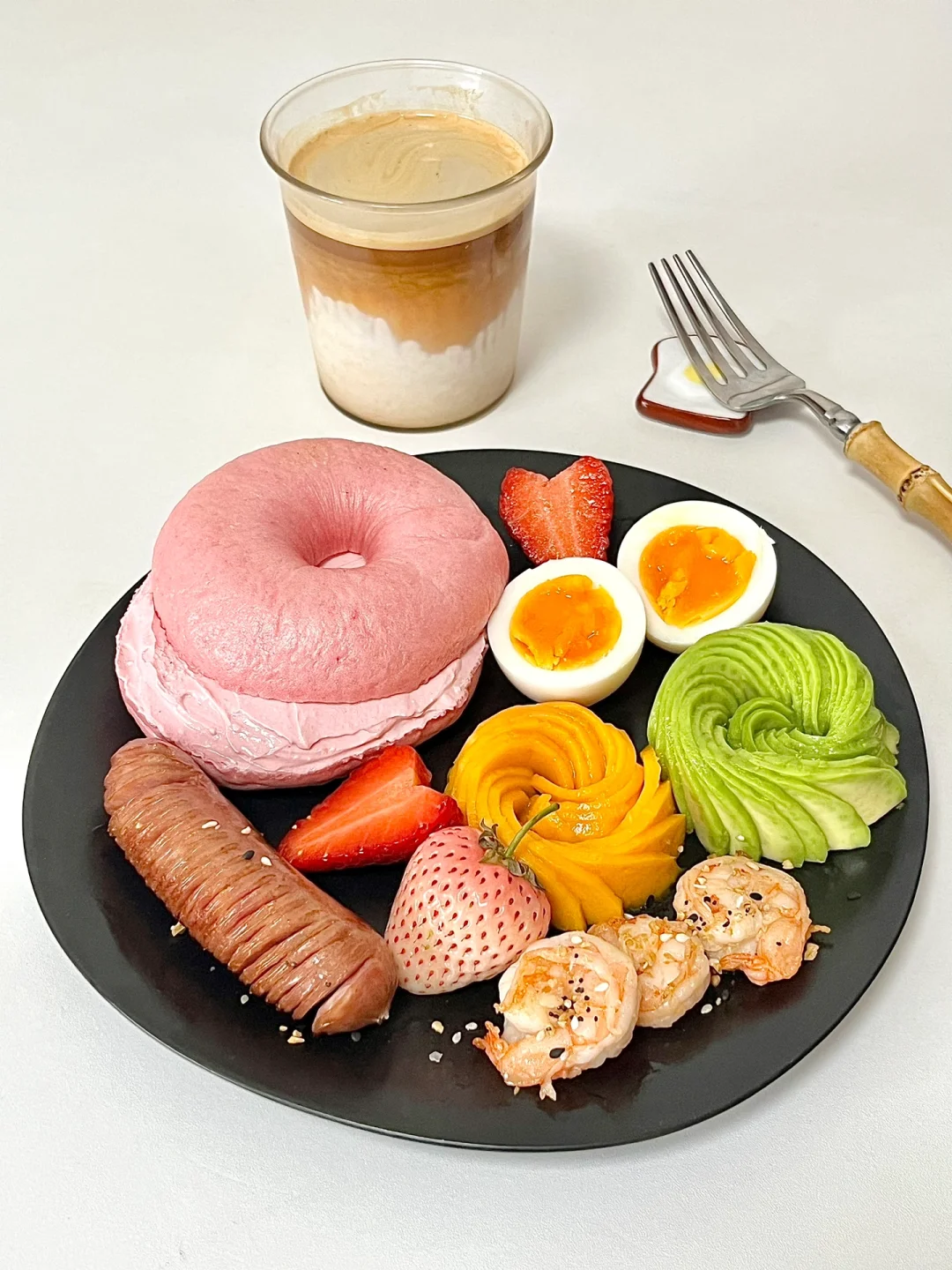 元气早餐 | 粉色贝果🥯溏心蛋🥚dirty☕