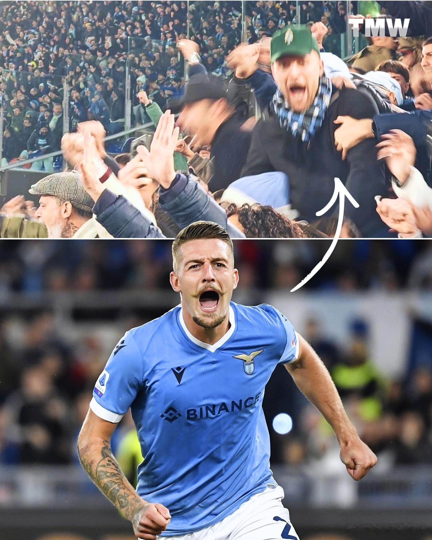 米林科维奇现场为老东家拉齐奥助威意甲拉齐奥1比0ac米兰意大利杯