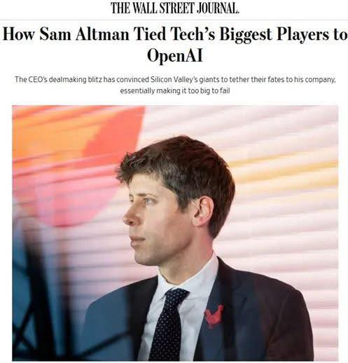 《华尔街日报》（WSJ）：Altman不再只是推动模型研发的人，而是透过一连串精