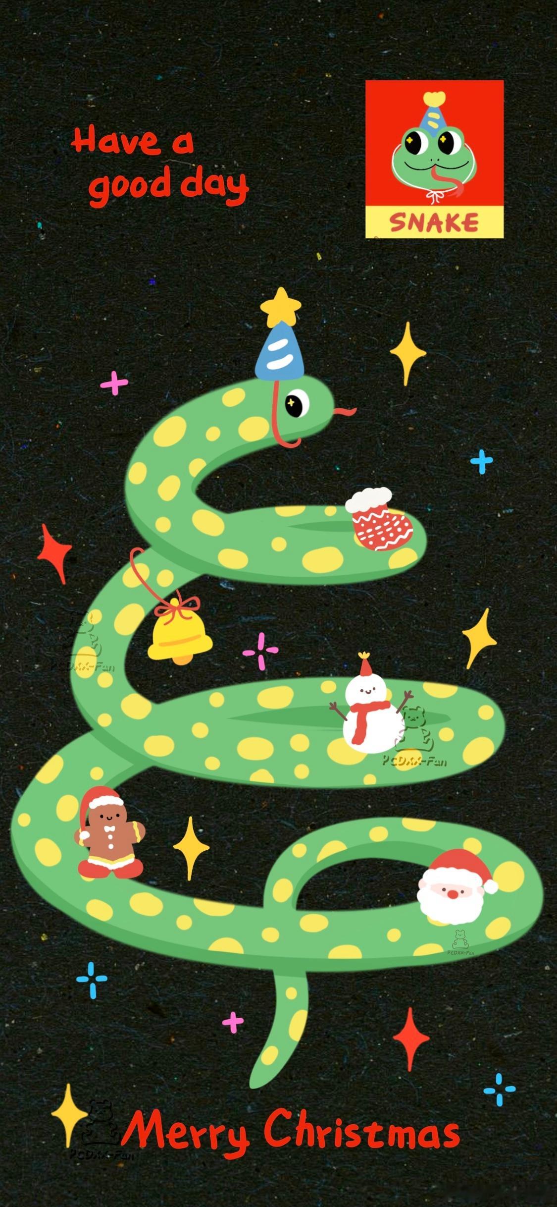 圣诞蛇🐍｜原创可爱壁纸第349期日更壁纸啦！❤️：圣诞蛇｜Christmas 