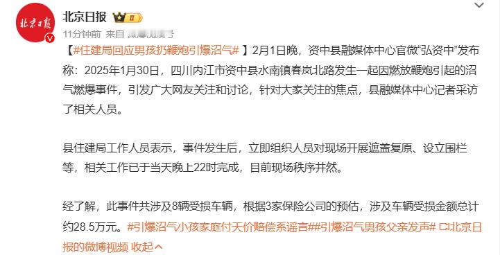 引爆沼气小孩家庭付天价赔偿系谣言  不管天不天价都已经有的赔了，本来啥事情都没有