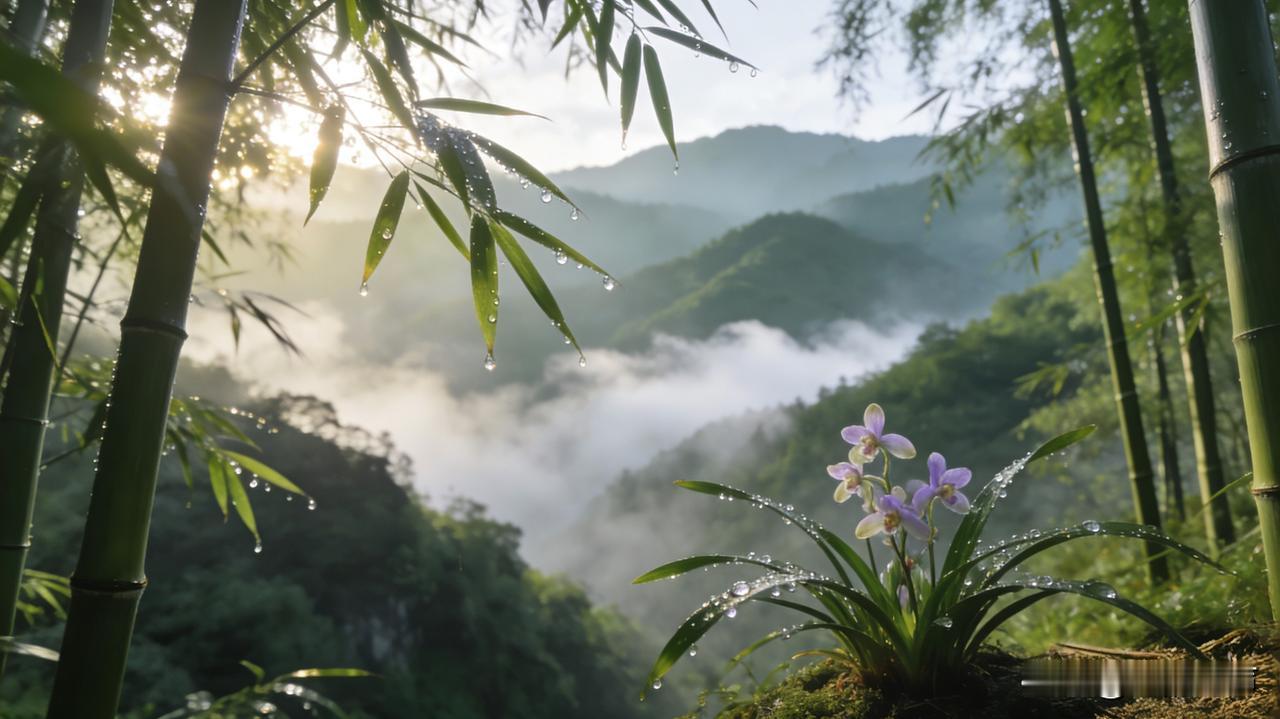 心有幽兰，岁月自清欢
 
幽兰暗送浮香影，翠竹轻摇沐晓风。
 
清晨风过竹林，竹
