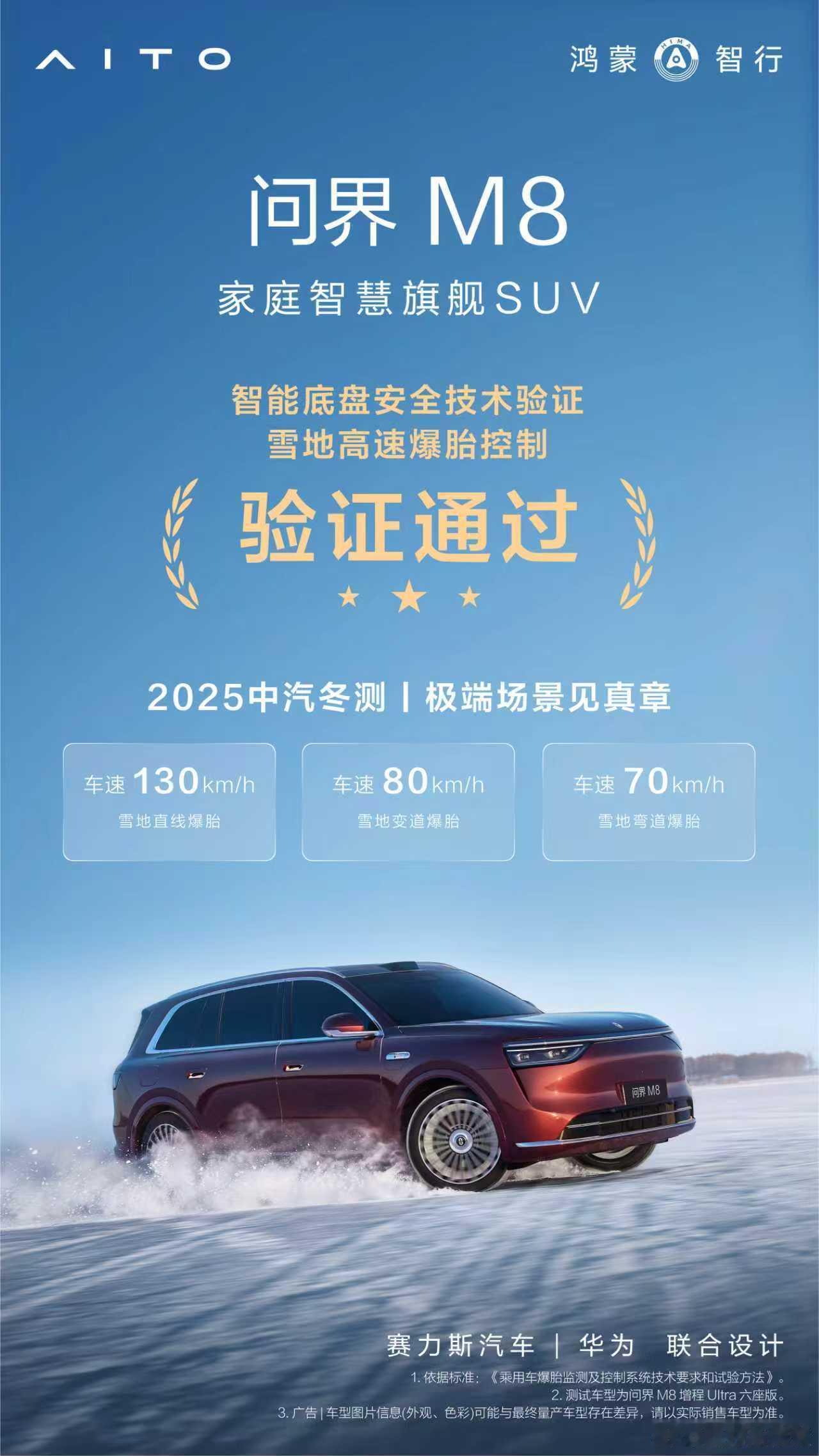 问界M8 2025中汽冬测，13项测试全部通过！智慧护航随心驰骋，安心守护全程在