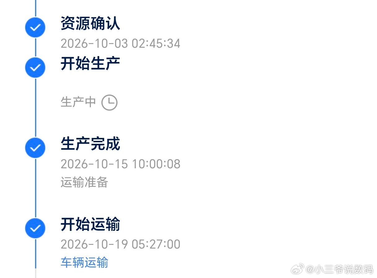 最新消息：10月3日资源确认，15日生产完成，19日开始运输，有望本周末提车吗？