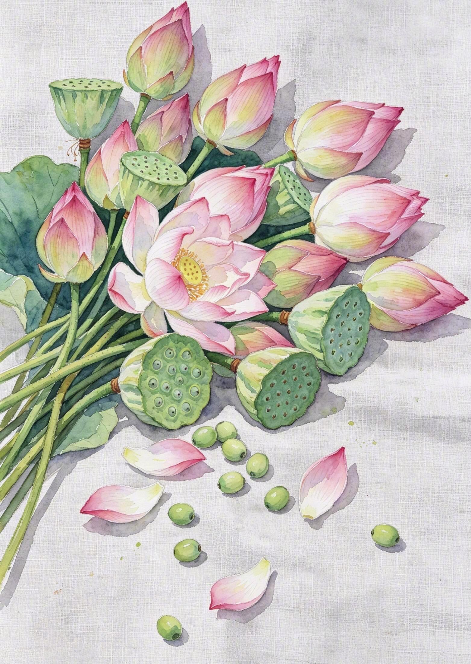 荷花与莲子 