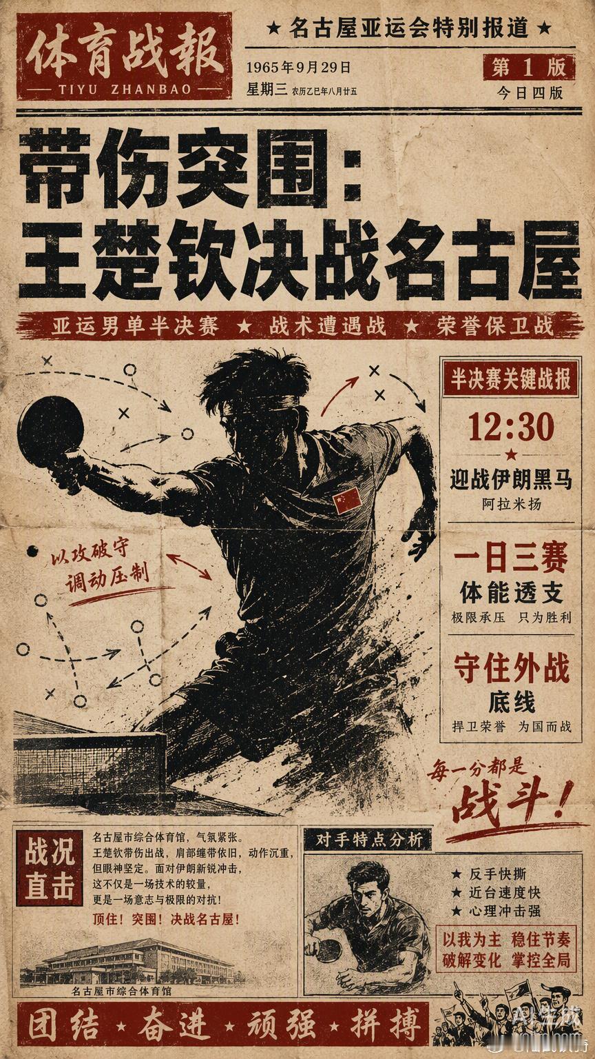 王楚钦今天的男单半决赛，更像是一场带伤突围的战术遭遇战。混双决赛那场突发剧痛还没