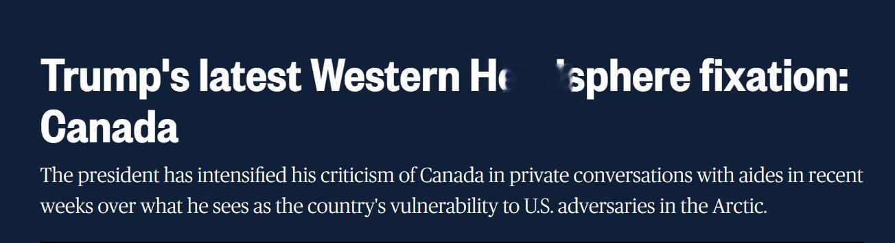 特朗普“担忧”加拿大无法应对中俄侵略。只要美国侵略了加拿大，中俄就侵略不了了~ 