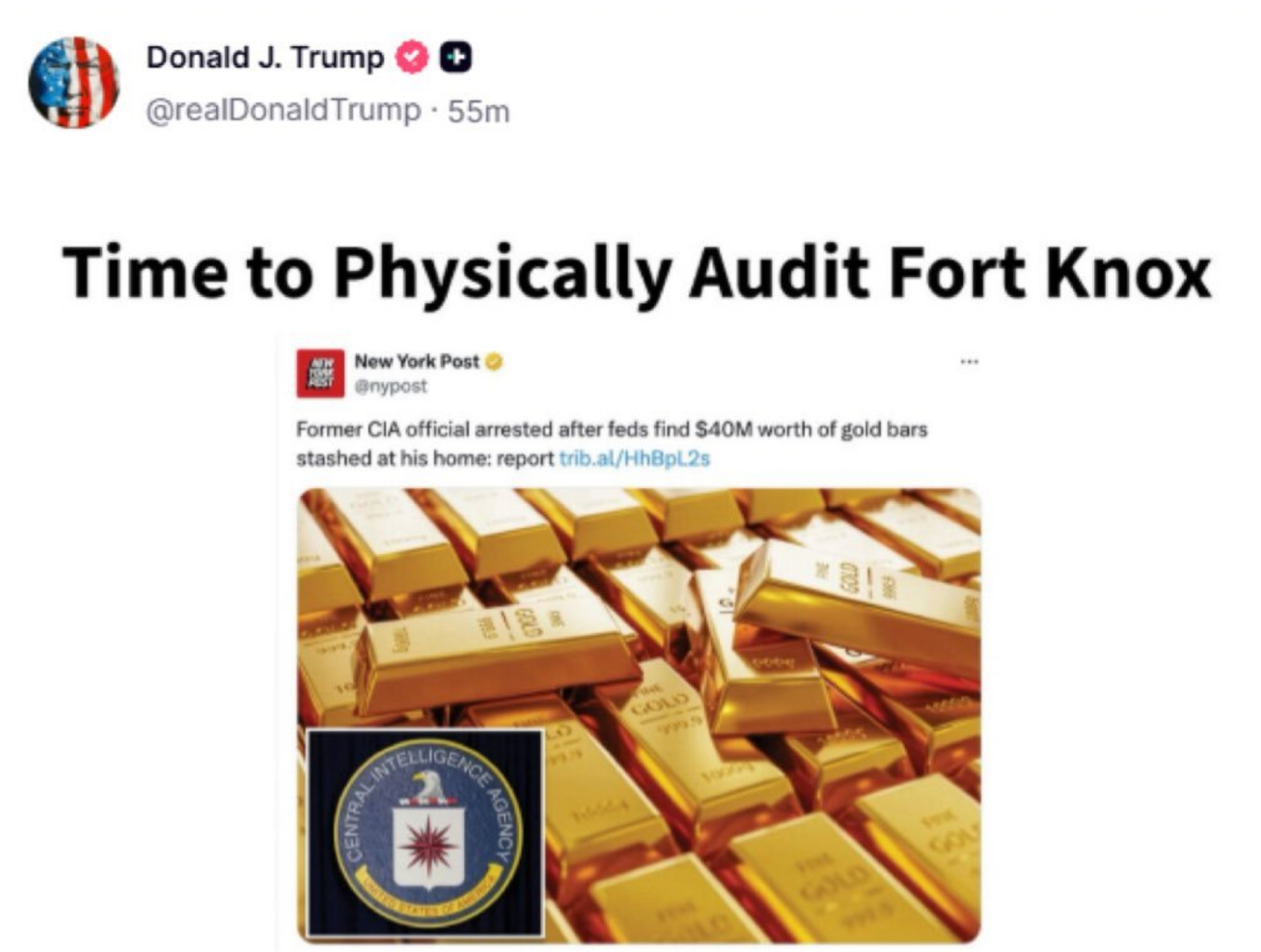🔻特朗普又说他要查美国国库黄金。🔻大家信吗？伊朗称全面管理霍尔木兹海峡航运海