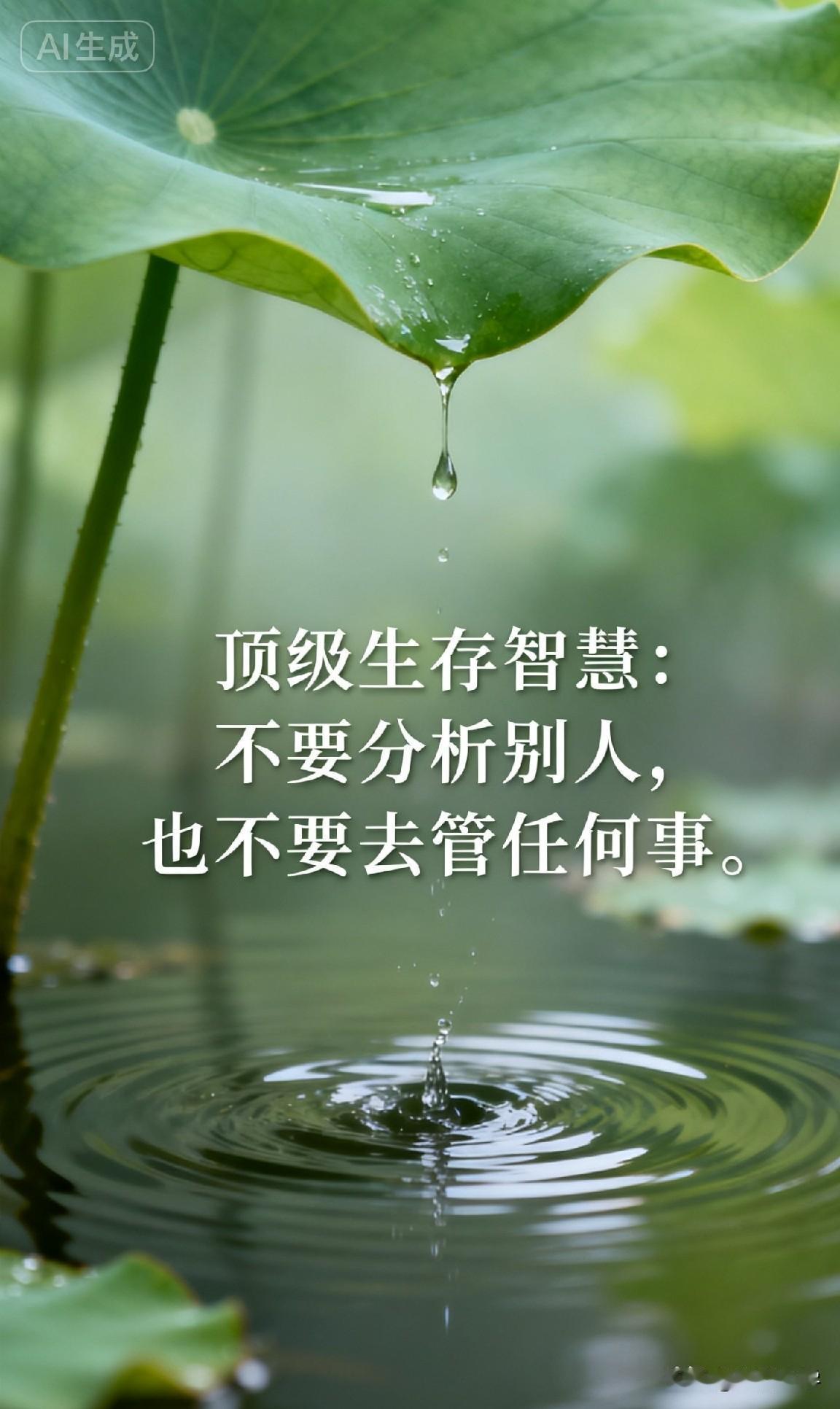 顶级生存智慧：不要分析别人，也不要去管任何事。

看过一个很火的问题：“为什么活