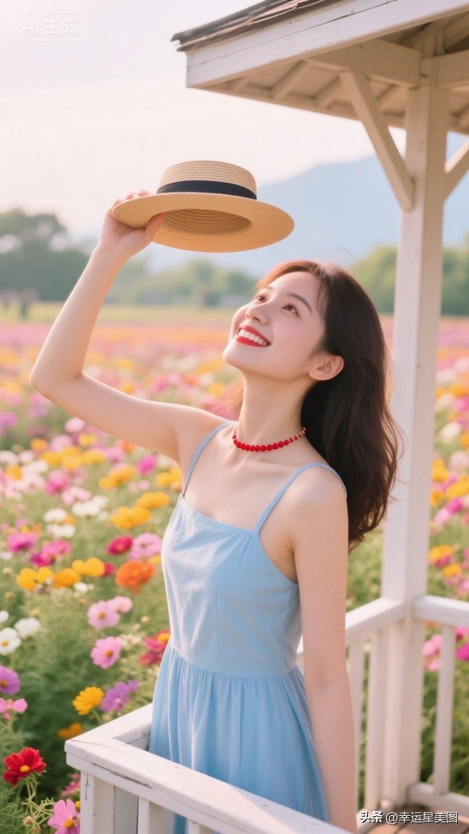 在花海中微笑，感受生活的美好！🌸😊