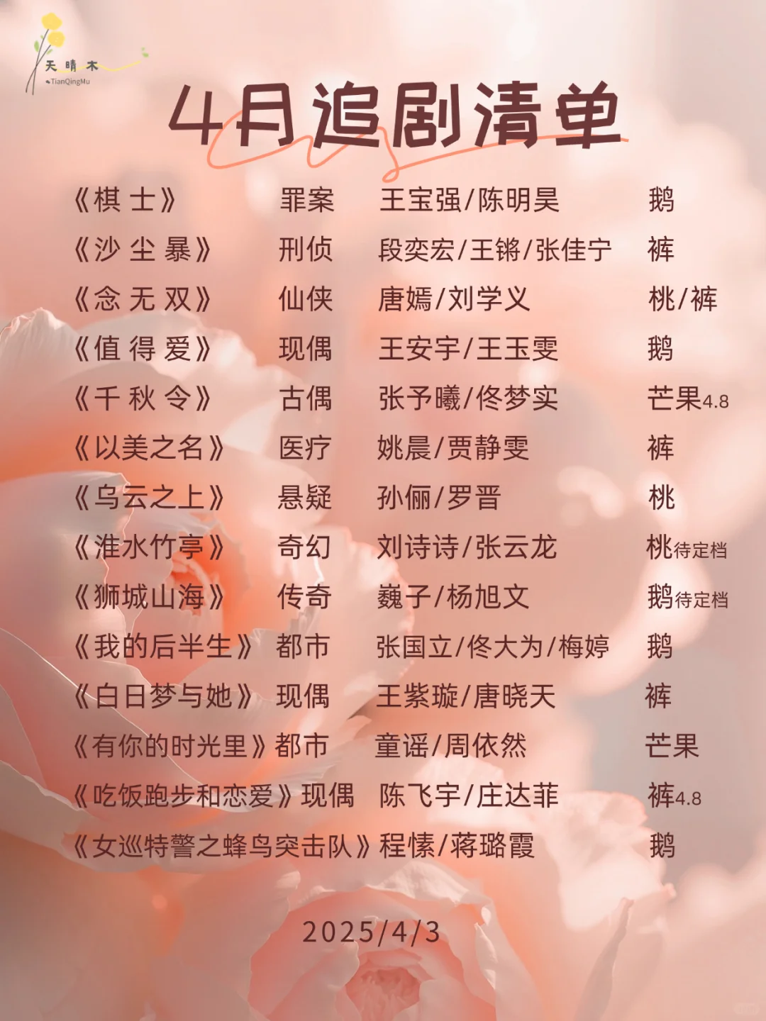 4月追剧指南：在播剧清单（上）