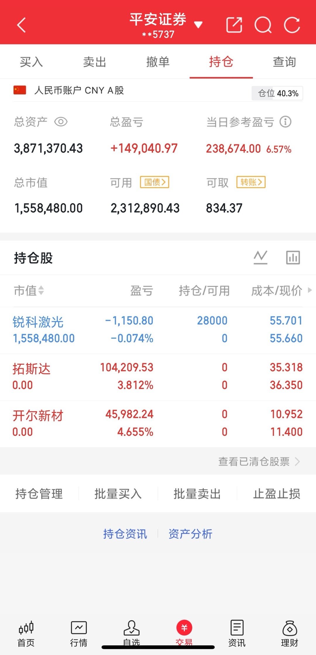 最新持c6.9号早盘入拓斯D，风雨过后见到彩虹🌈3.8%6.15开尔xc，4.