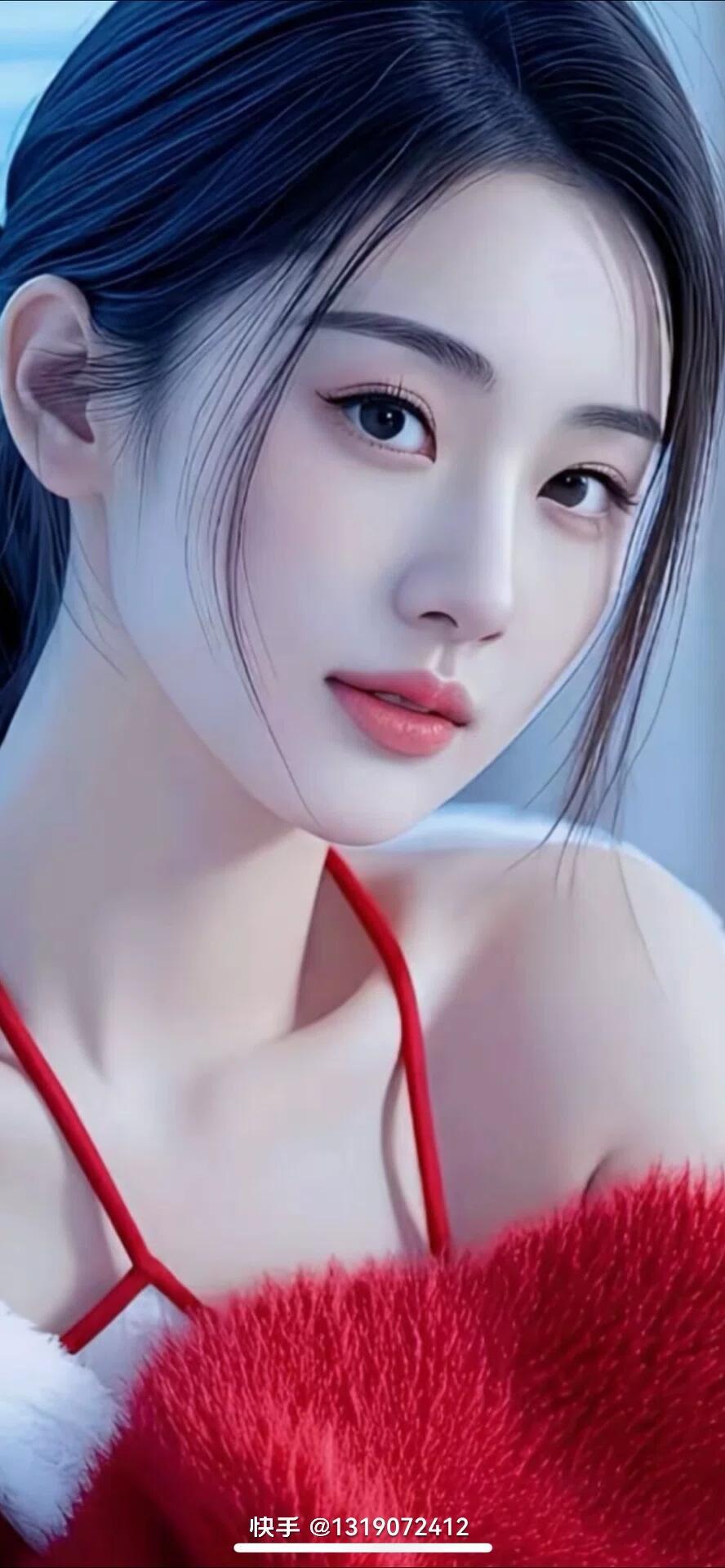 温柔甜美的冬日穿搭，红衣少女，温暖如春。