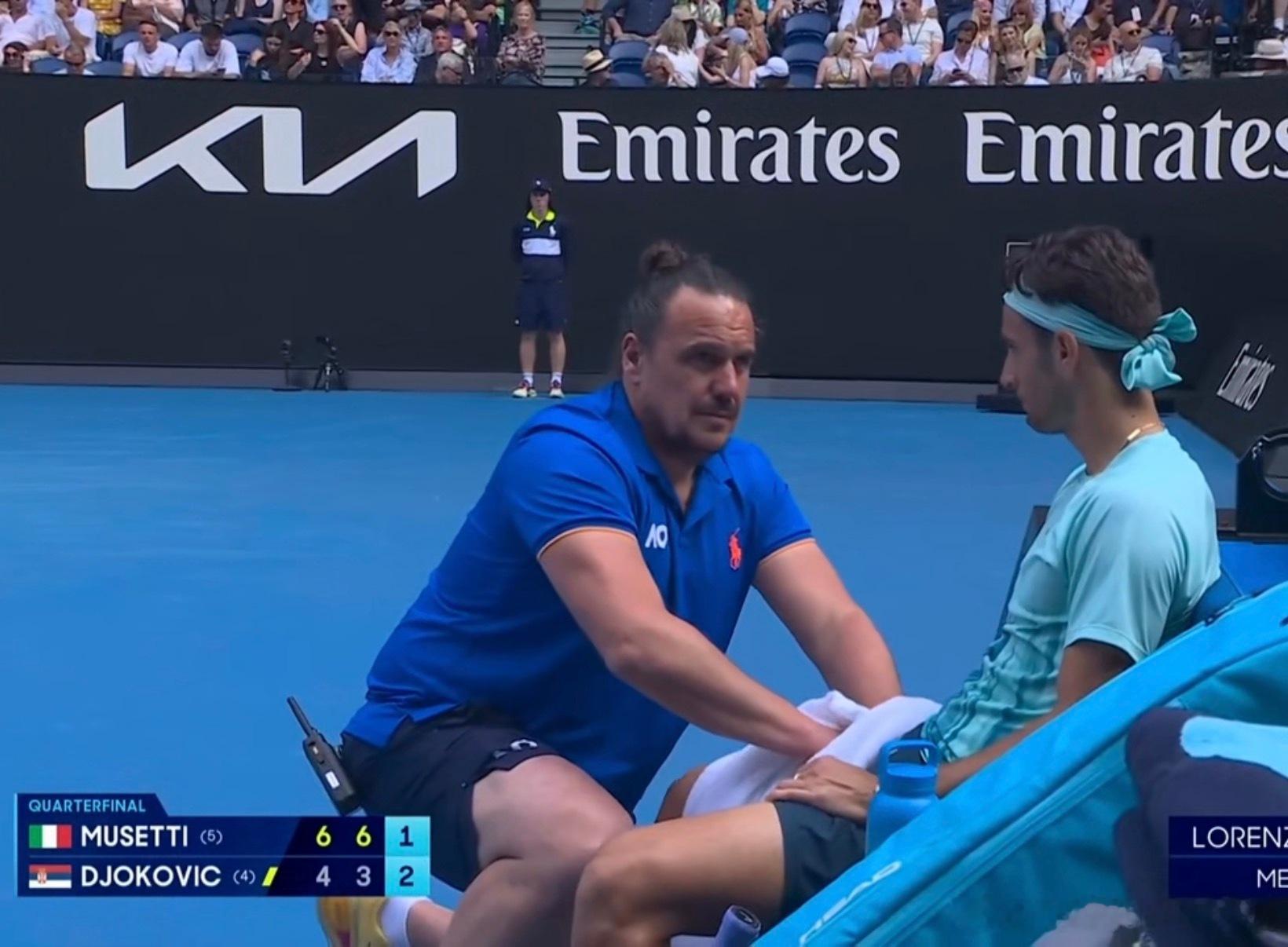 德约科维奇vs穆塞蒂 穆塞蒂请求医疗暂停澳网2026