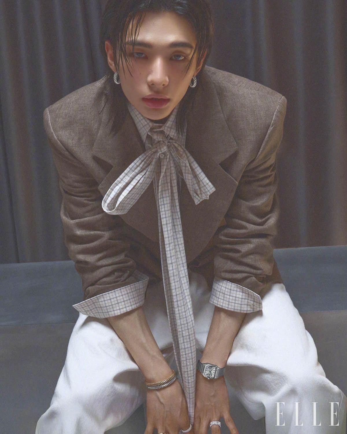 Hyunjin黄铉辰  ELLE Korea 四月刊封面人物，佩戴Cartier