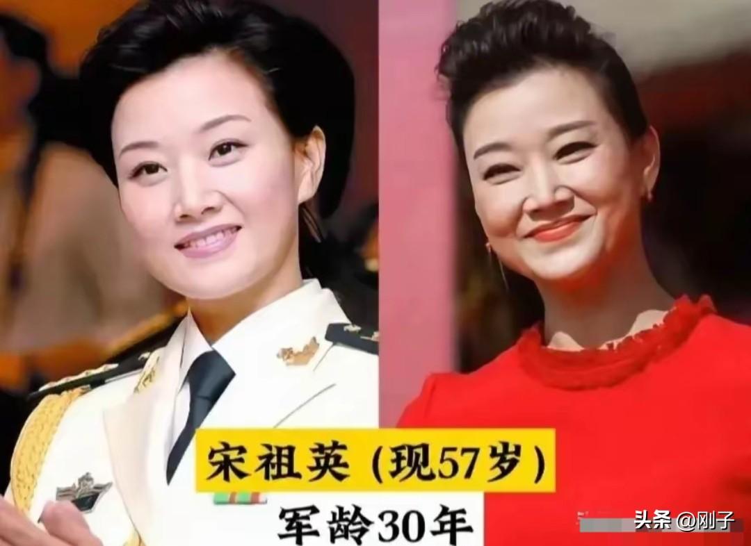 宋祖英、陈思思、韩红、殷桃，陈红，闫妮四位军人出身的女星，一身戎装尽显飒爽本色。