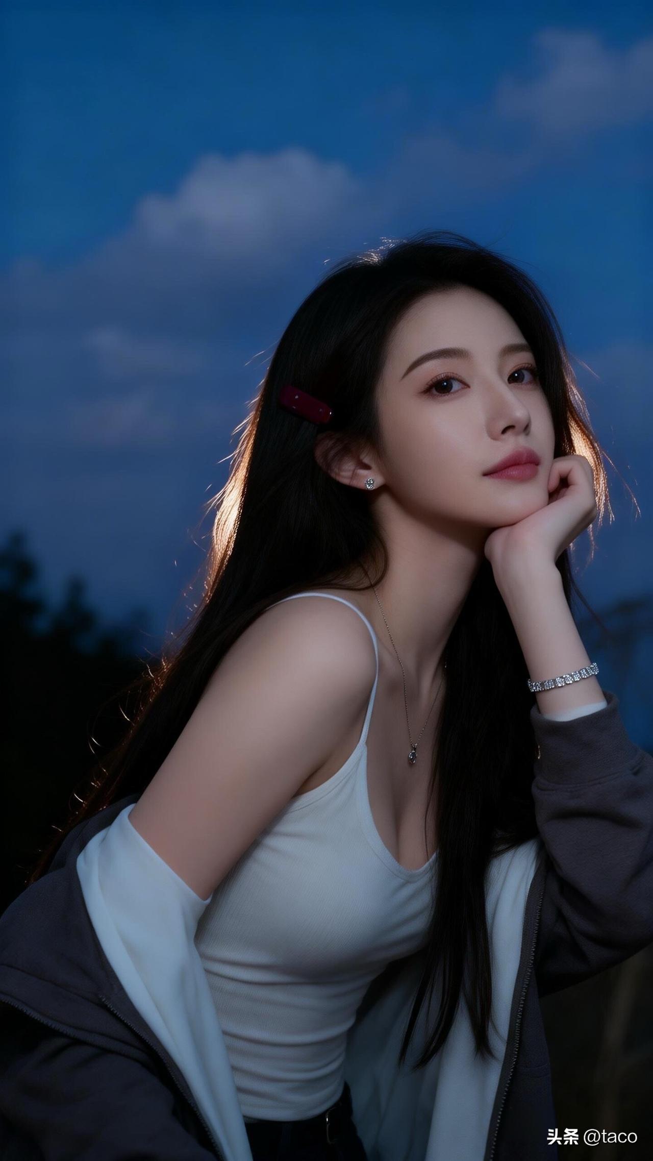 月华如练，美人如画。