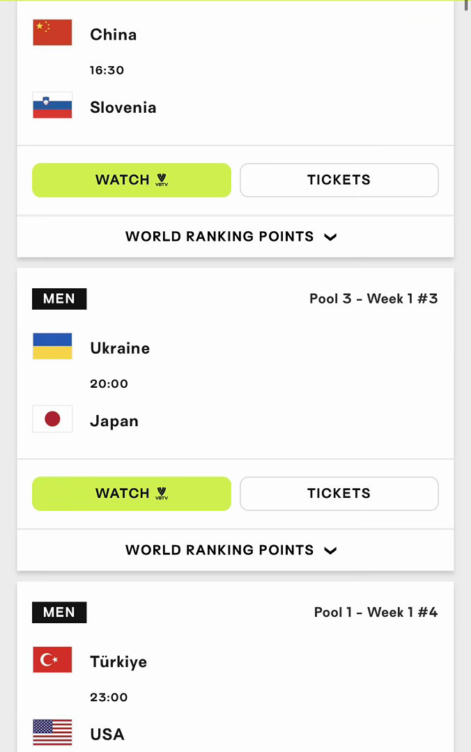 16点30有中国男排的比赛，有时间的支持一下