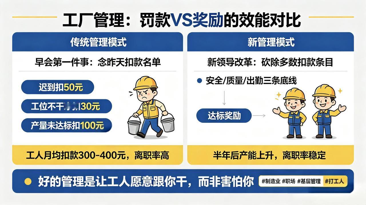 工厂最该淘汰的不是老员工，是靠扣钱管人的管理者，罚款是最没用的管理手段

一个车