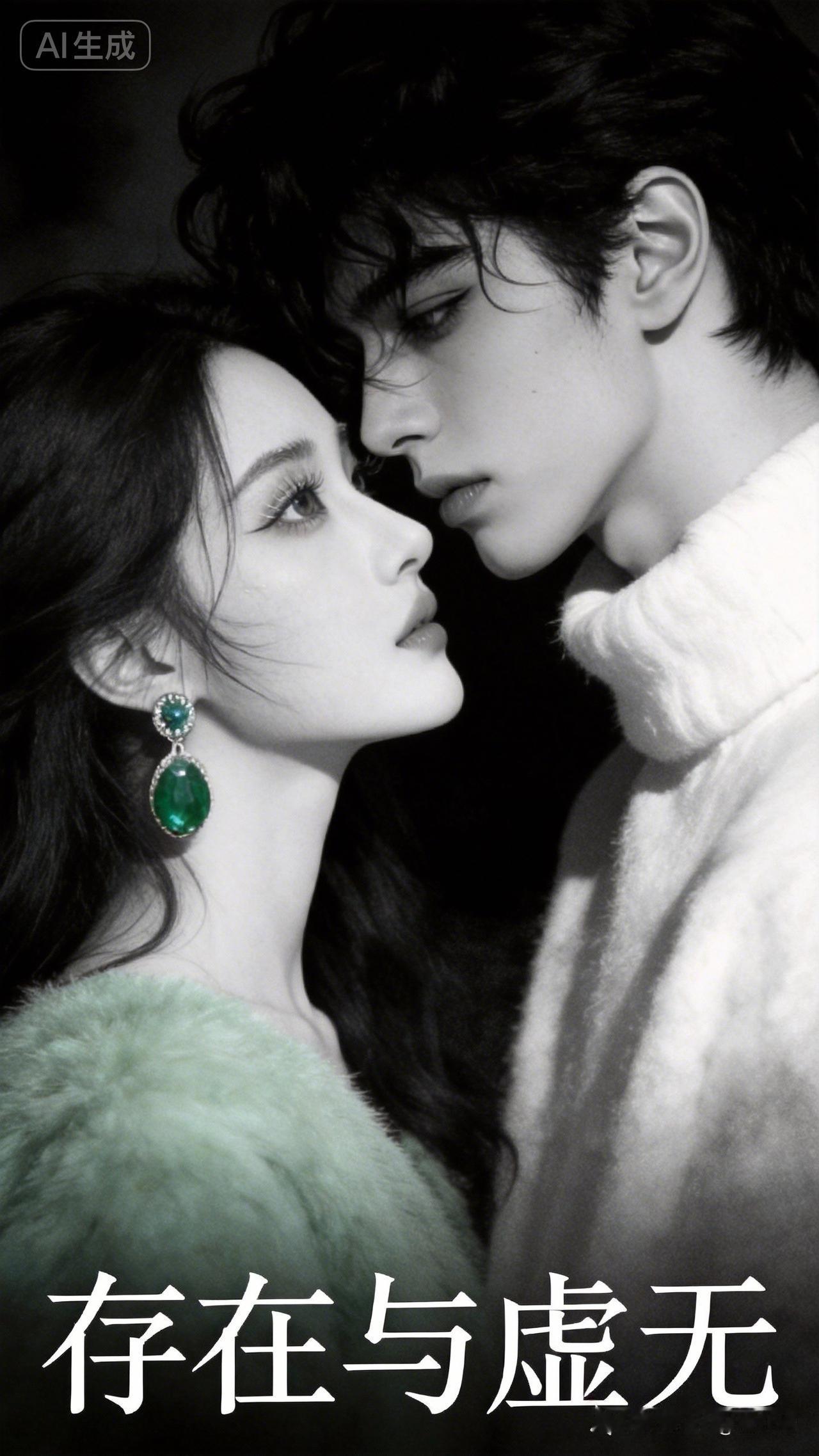 梦幻情侣照，绿宝石耳环，AI生成，存在与虚无